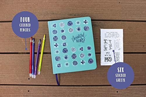 NIV, Beautiful Word Coloring Bible for Girls Pencil/Sticker Gift Set, Updated, Leathersoft over Board, Teal, Comfort Print: 600+ Verses to Color