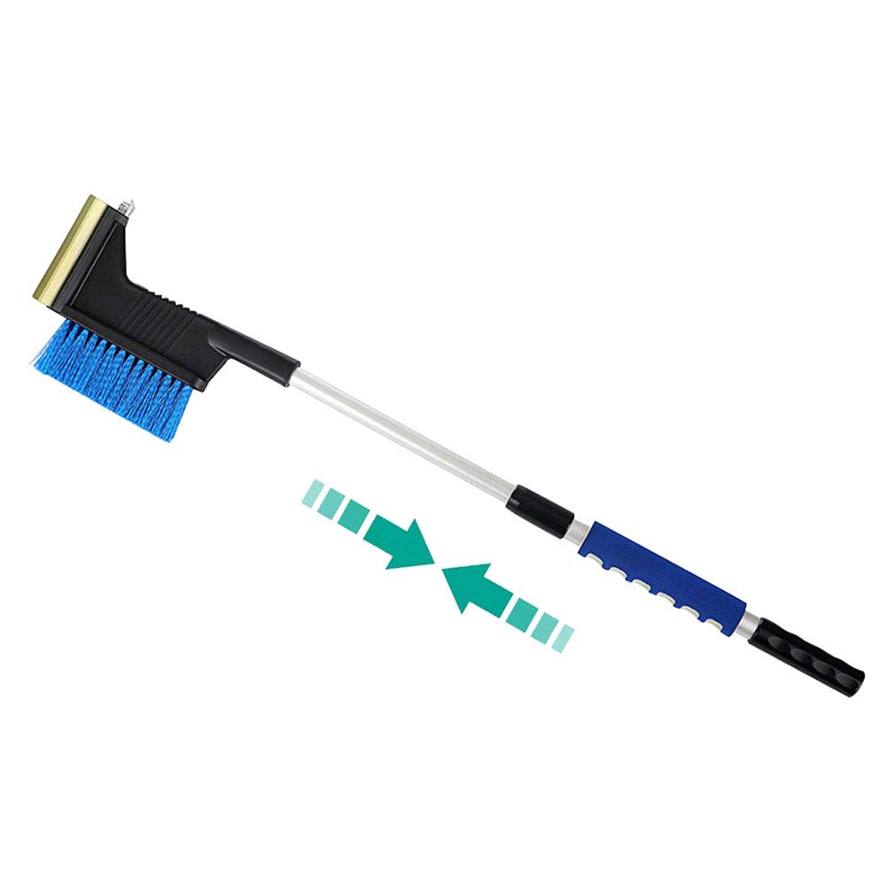 Grattoir à Neige Télescopique, Balai a Neige Deneigement Outil de Degivrage de Vitre de Voiture de Antiderapante, Balai à Neige Durable avec Brosse Souple, (58-80)×11×15cm