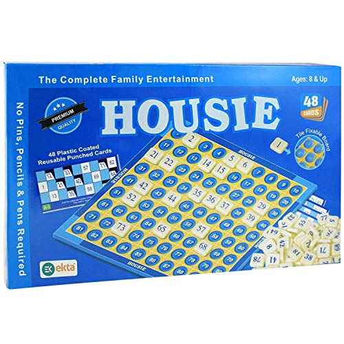 Image of BKDT Marketing Housie Game Set with 48 Reusable Cards & 90 Number Tiles, Board Game for Kids - Tambola Game Set Family Game, Birthday /Return Gift, Pack of 1 - Bingo Game