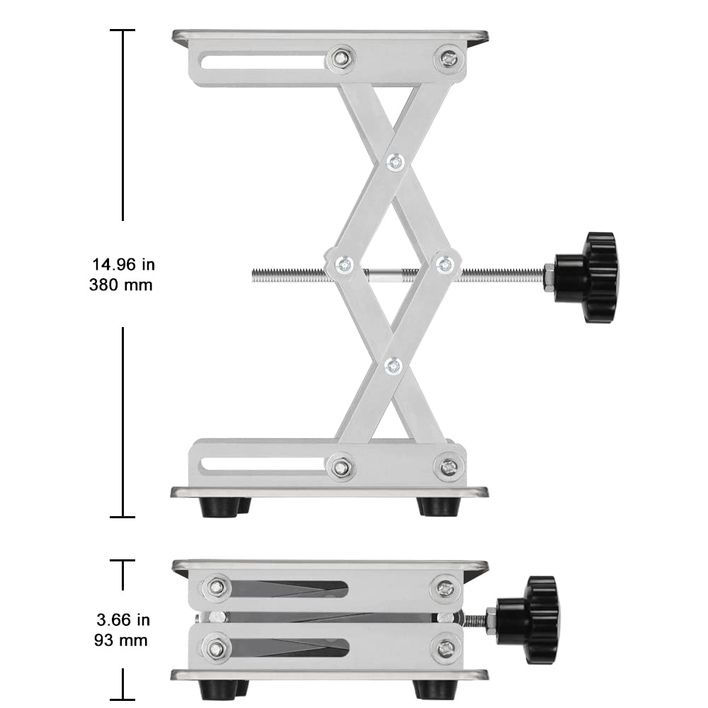 Labasics Mesa Elevadora de Tijera, Acero Inoxidable Plataforma Elevadora de Tijera Jack De Laboratorio, Gato de Tijeras para Uso en Laboratorio (250 x 250 mm, Plata)
