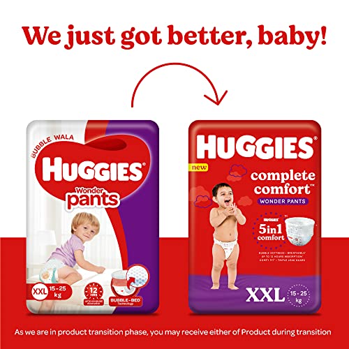Image of Huggies Complete Comfort Wonder Pants - Double Extra Large (XXL) (24 count) & Mamaearth Easy Tummy Roll On Oil for Colic & Gas Relief with Hing & Fennel Oil - 40ml (For external use)