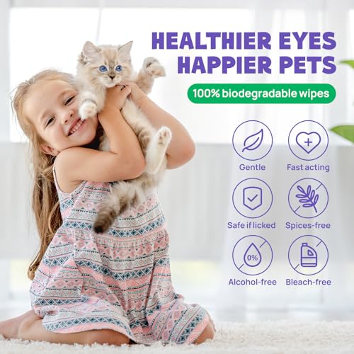 HICC PET Eye Wipes for Dogs & Cats - Gently Remove Tear Stains and Discharge - 100pcs