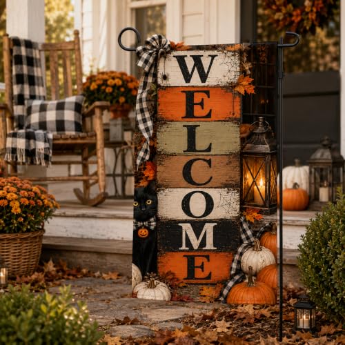 Halloween Welcome Garden Flag 12x18 Inch, Double Sided Yard Decor Outside - image 7