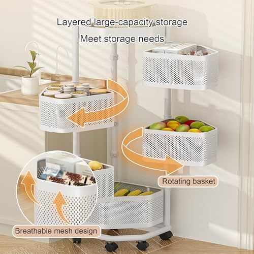 5/6 Tier Rolling Utility Cart with Wheels, Mobile Multi-Functional Kitchen Shelves, Durable Storage Trolley for Living Room, Bathroom & More