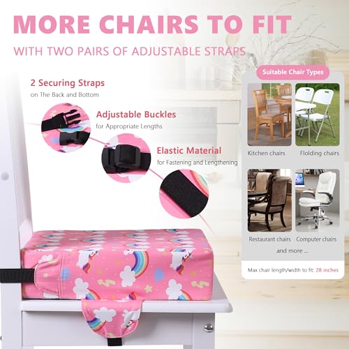 Image of Booster Seat for Kitchen Chair, Toddler Booster Seats for Dining Table with Adjustable Straps Portable for Travel Camping Eating, Booster Cushion for Table for Baby Child Infant Kid Boy Girl