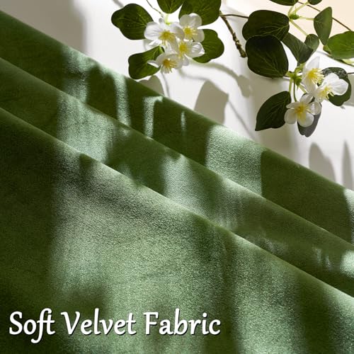 Image of GIGIZAZA 12x20 Olive Green Pillow Covers Velvet Lumbar Pillow Decorative Throw Pillows Couch Sofa Covers Bedroom Set of 2