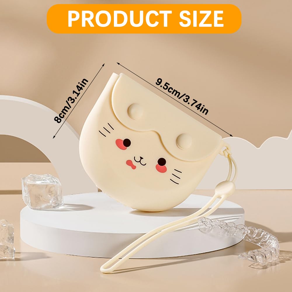 Boîte de Rangement Pour Prothèses, Dispositif de Retenue de Nettoyage Portable, Sac de Rangement en Silicone Pour Bretelles en Silicone (9,5 X 8 Cm)