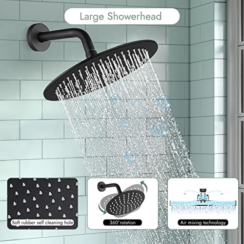 Brassqueen Wall Mounted Shower Valve Kit 8 Inch Rainfall Showerhead Matte Black Shower Faucet Set Shower Head And Handle Set Shower Faucet Valve Shower Kit #TOP4