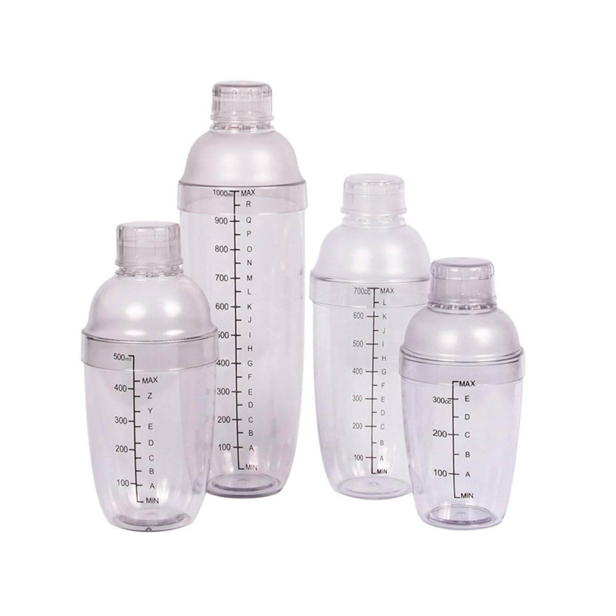 Gatuida Shaker à Cocktail Noir avec Graduation, Ensemble de 5 Pièces pour Bar, Mélangeur Plastique Pratique, pour Fête et Préparation de Cocktails Maison