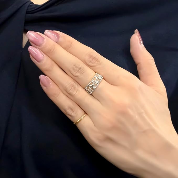 馬 デザイン リング プラチナ ダイヤモンド 指輪 おしゃれ レディース 幅広 太め お守り - 画像 (2)