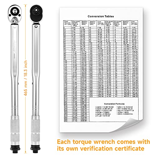 Hoteche Torque Wrench 1/2 Inch 28-210 Nm with Lever Reversible Ratchet and Steel Tube for Precise Tightening of Screws and Nuts - Image 3