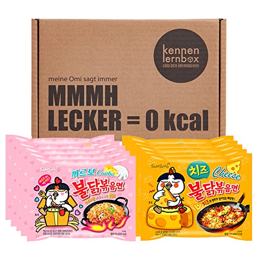 Kennenlernbox 10er Ramen Box | Samyang Hot Chicken Ramen Combo | 5er Pack Carbonara & 5er Pack Käse Cover