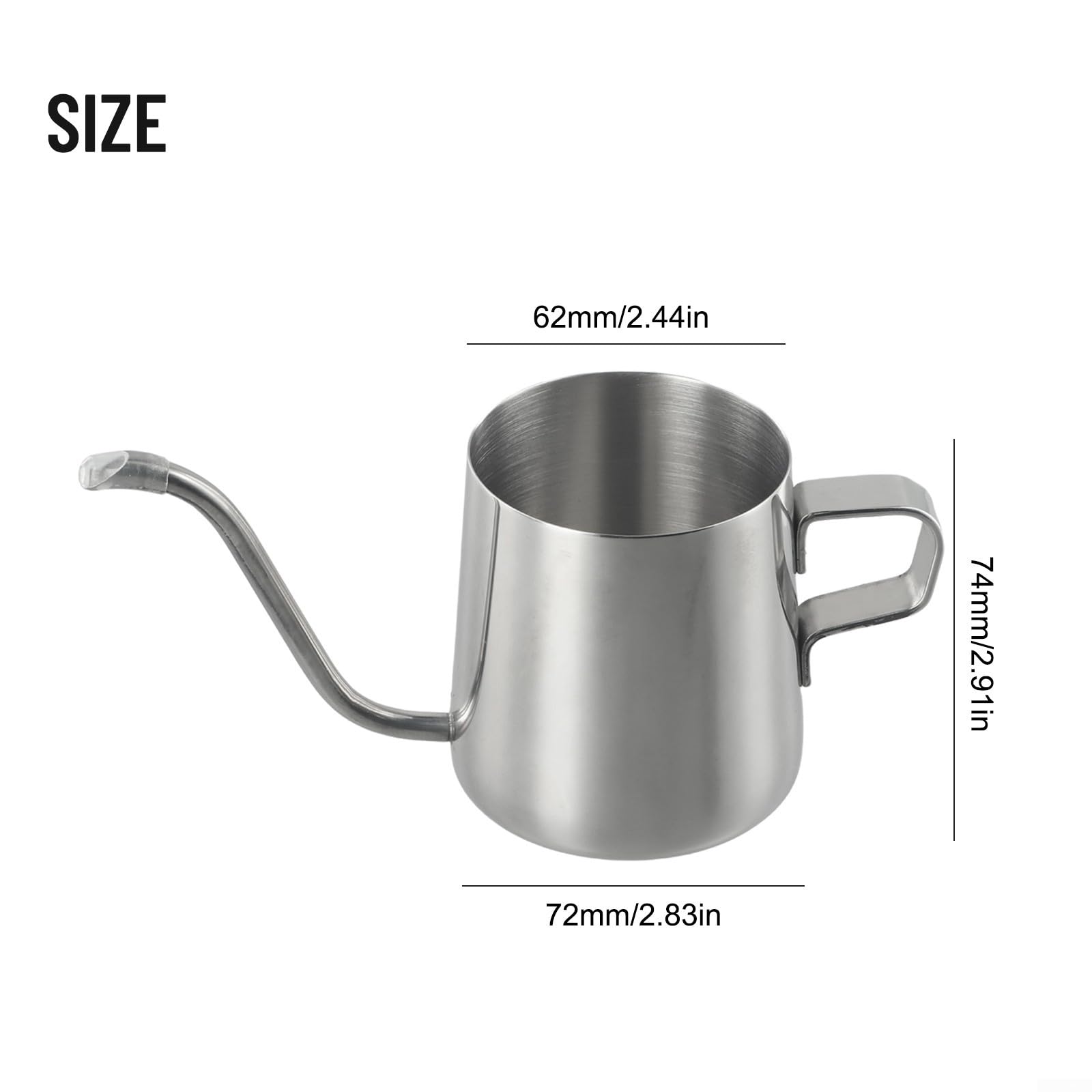 Hervidor de acero inoxidable 304 con cuello de cisne para café de goteo a mano, perfecto para uso doméstico y exterior (plateado, 250 ml)