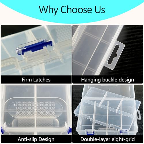 Image of Sidosir Tackle Box for Storage, Double-layer Transparent Organizer Box for Bead, 8-Grids Box for Jewelry Compartment Container