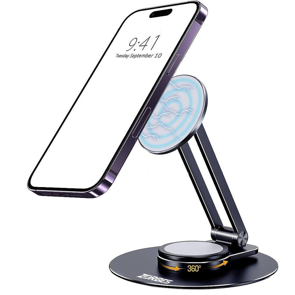ZORBES® Magnetic Desk Phone Stand for iPhone 14 13 12 Series, Aluminum Phone Holder with 360°Rotation Base Adjustable Foldable Mobile Stand Compatible with iPhone 14 13 12 Pro Max Mini, Mag Safe Case (B0CCYF5PKY) Amazon Price History, Amazon Price Tracker