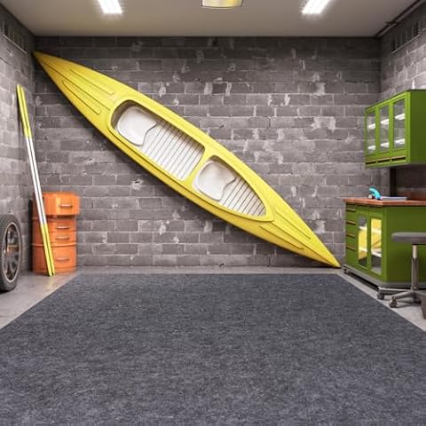 Oversize Garage Floor Paking Mats for Under Car, Gray 7.4 x 17 Ft Garage Flooring Carpets, Absorbent Oil Garage Parking Mat, Non-Slip Waterproof Mats Cover