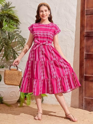 Image of Printed Casual Above the Knee Dresses for Girls