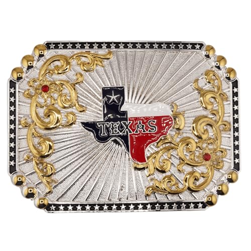 Image of WMG Western Belt Buckles for men women - Texas Map Buckles - Rodeo Cowboy Belt Buckle - Fits Up to 2 Inch Belts