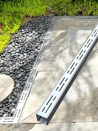 39in Concrete Drainage Channel Gutter for Outdoor Shower, Driveway, Garden & Patio - 10x4cm Linear Sewer Emitter Drainage System