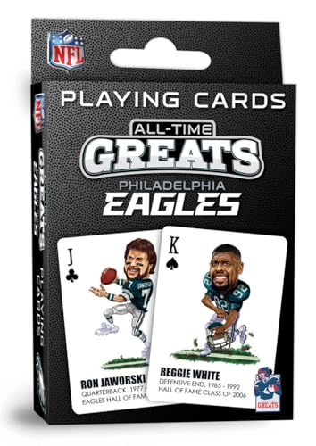 Cartes à jouer NFL Philadelphia Eagles MasterPieces - Jeu de 54 cartes All-Time Greats