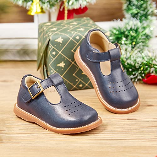 Image of Kiderence Toddler Girl Mary Jane School Uniform Dress Shoes Oxford Flats | Wide Toe Box Great Comfort for Student Shoe and Flower Girl Shoe for Wedding, Parties, Church