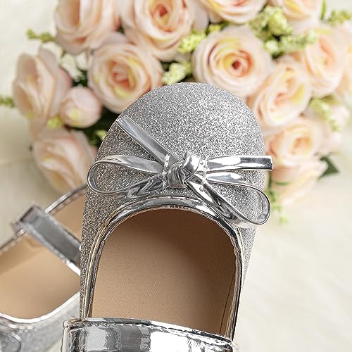 Girls Glitter Sparkle Princess Dress Shoes Wedding Party Mary Jane Ballet Flats4