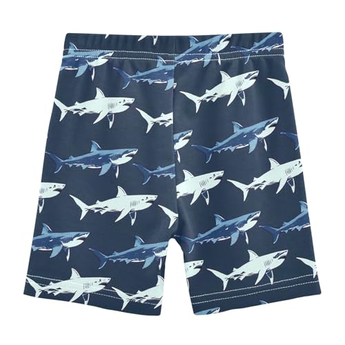 Retro Navy Shark Theme Girls Shorts Elastic Waist Sports Shorts Girls Leggings Pants for 4-10 Years2