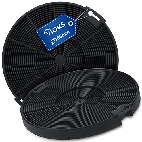 VIOKS Kohlefilter Dunstabzugshaube 2Stk 155mmØ Ersatz für AЕG Aktivkohlefilter 405509371/2 EFF75 FK155 - Filter für Dunstabzugshauben Zanussi, AЕG, Beko