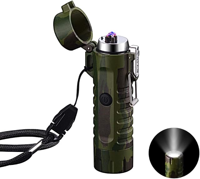VOMONO Electric Arc Lighter LED Portable Outdoor Flashlight - Plasma Windproof Lighters - USB Rechargeable  Camping Lantern, Climbing Candle Kitchen- Men's Gifts