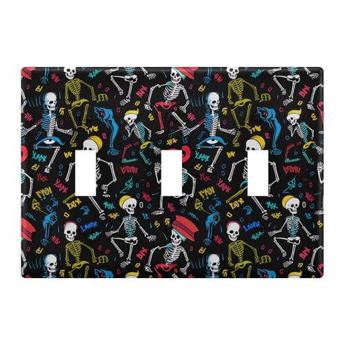 Light Switch Cover Skull Skeleton Wall Plates for Electrical Outlets 3 Gang 202a8920