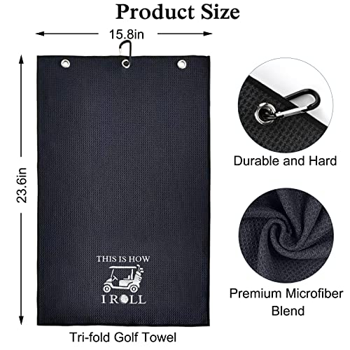 Dyjybmy This Is How I Roll Funny Golf Towel, Embroidered Golf Towels For Golf Bags With Clip, Men's Golf Accessories, Fathers Day Birthday Gifts For Golf Fan, Retirement Gift For Dad Mom Boss #TOP1