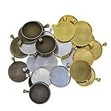 50x Mixed Round Pendant Base Tray 30mm Cabochon Setting Bezel Pendant Blanks