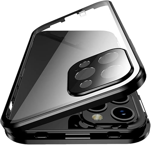 Miniatura 7 de Funda Henghui magnética, con cierre, para iPhone 12 Pro Max, de vidrio, con protector de pantalla y cierre de seguridad para lente de cámara, cuerpo