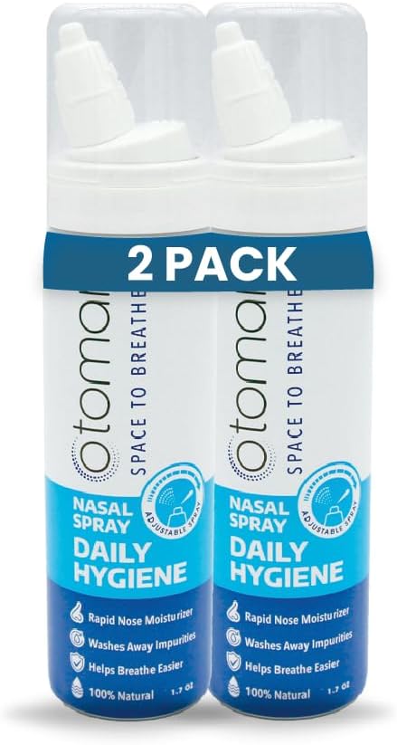 Adults Pocket Size Nasal Saline Spray, Unique Jet or Mist Spray, Sinus Rinse Nose Cleaner Saline Solution, Fast Nasal Wash for Sinus Symptoms, Dry Nose and Allergy Relief, 50ml Pack of 2
