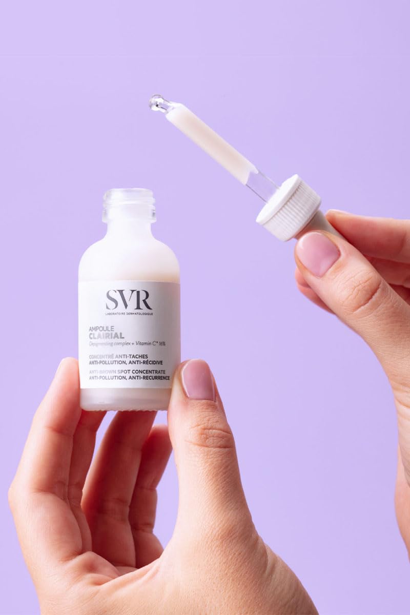 SVR - Ampolla clarial - Concentrado de triple acción anti-manchas oscuras - Para piel sensible propensa a la hiperpigmentación - Complejo despigmentante 14%, vitamina C optimizada 2% - 30 ml