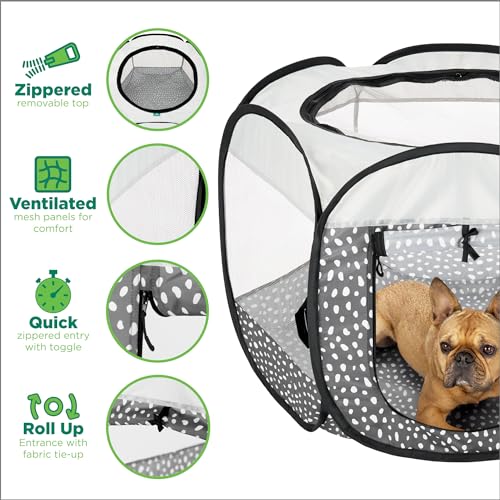 Image of Furhaven Portable Dog Playpen Cat Tent, Pet Playground,Kennel Foldable Indoor Outdoor Zippered Puppy Crate - Gray Pebbles, Large
