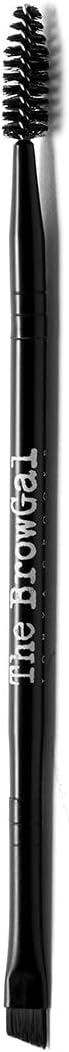 The BrowGal - 2 in 1, Double Head Angled Eyebrow Brush with Spoolie Brush - for Eye Makeup, Eyeshadow, Eyebrow, Eyeliner - Vegan & Cruelty-Free, Grooming Shaping & Defining Makeup Tool – 6.6 In, Black