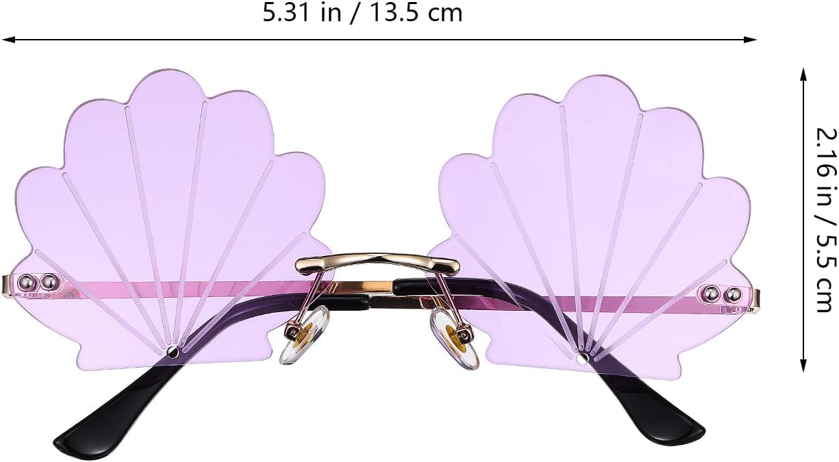 Angoily Seashell Sunglasses Frameless Shell Glasses with Gold Frame 5.31X2.16 Inch Lightweight Party Eyewear for Beach and Mermaid Theme - Image 4