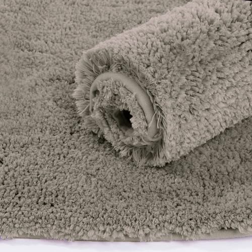 Image of LUXE HOME INTERNATIONAL Microfiber Rectangular Home Bath Mat Super Soft Non Slip Vegas Mats for Bathroom, Kitchen, Bedroom, and Door (40X60 Cm, Taupe) Pack of 2