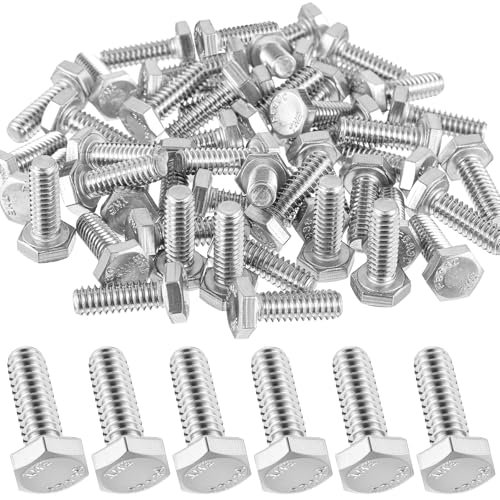 Image of Zonon 50 Pcs 1 /4-20 x 3 /4 inch Hex Head Screw Bolt 18-8 (304) Stainless Steel Hexagon Bolts, Fully Threaded, Plain Finish, External Hex Drive (Silver)