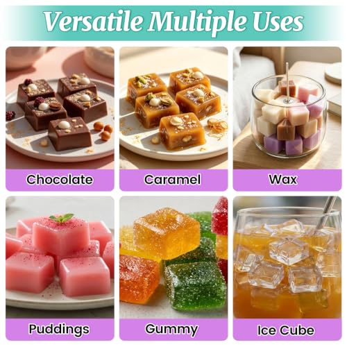 Image of Square Caramel Molds 40-Cavity Chocolate Truffles Candy Molds Ice Cube Tray, Pralines, Jelly Molds 2 Pack