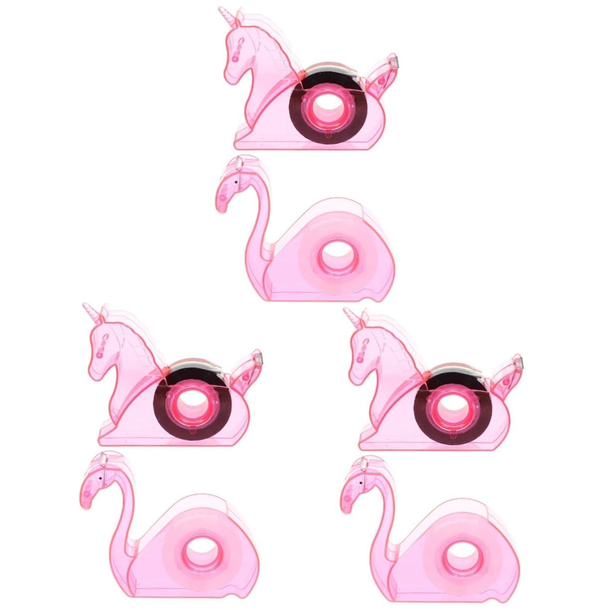 Veemoon 6 Set taglia nastro multi piccolo Carino organizzatore Doppio distributori di nastro per ufficio distributore di nastro adesivo porta nastro plastica rosa