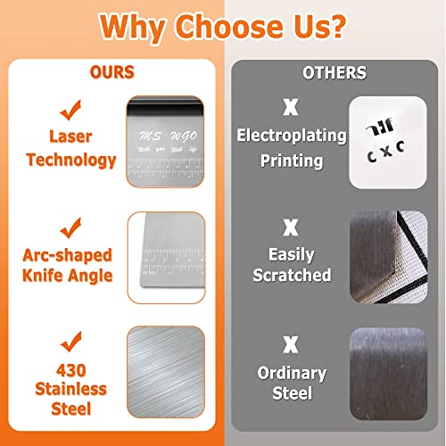 Pro Dough Pastry Scraper/Cutter/Chopper Stainless Steel Mirror Polished With Measuring Scale Multipurpose- Cake, Pizza Cutter - Pastry Bread Separator Scale Knife (2) #TOP4