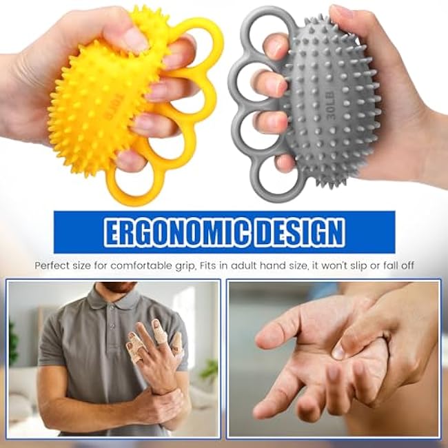 3 Pack Hand Exercise Balls 3 Level Set Finger Strengthener Therapy Hand Balls Grip Strength Trainer Squeeze Stress Relief for Adults Elderly Stroke Arthritis Carpal Tunnel