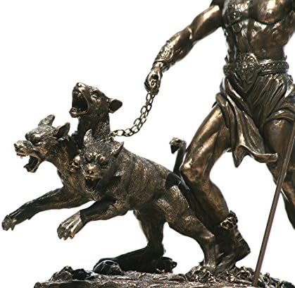 Hades Pluto God of Underworld & Cerberus Statue Bronze Finish Sculpture 7.87"