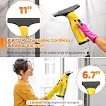 Kiato Window Vacuum Squeegee Cordless, Electric Window Vacuum Cleaner with 2 X Squeegee (11”+ 6.7”), Rechargeable Window Vac for Windows, Tiles, Mirrors, Showers, Glass, 2200mA, WC09