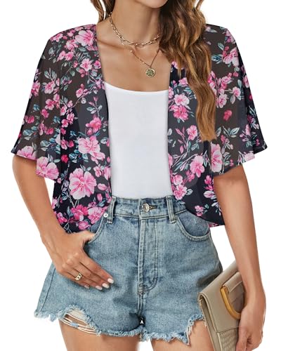 Image of ZNVGIRL Women Shrug Chiffon Cardigans Open Front Short Sleeve Bolero for Evening Dressy 2026