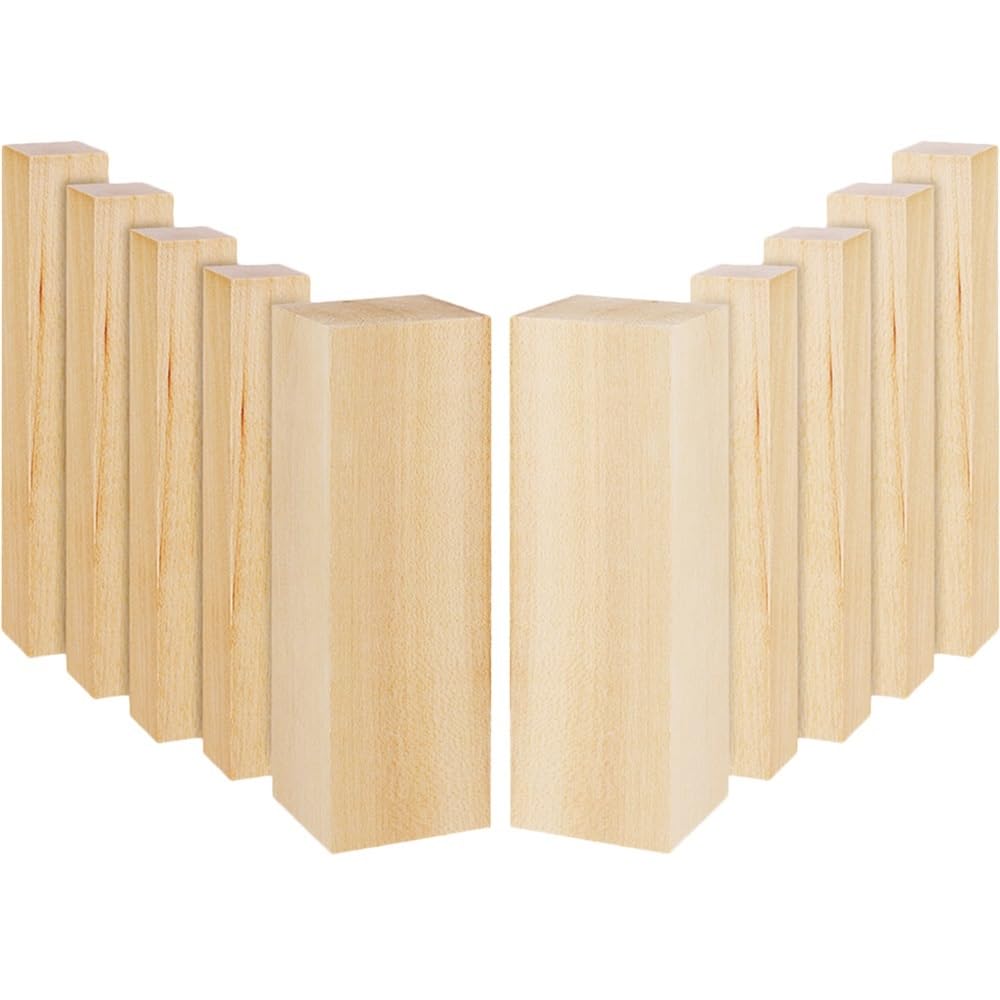 Drewniany blok rzeźbiarski, rzeźbione paski z drewna lipowego, puste drewno, 15,00 x 5,00 x 5,00 cm, klocki do rzeźbienia, duży kwadrat dla początkujących