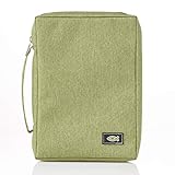 Canvas Bible Cover With Fish Symbol Appliqué, Green, Small