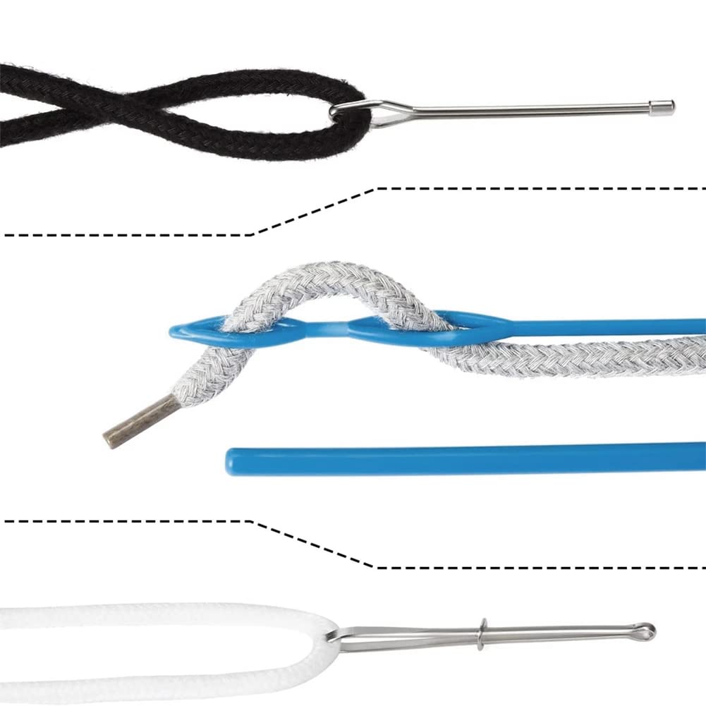 8 piezas de enhebrador de cordón, herramientas de repuesto de cordón, kit de bucle de costura, herramienta de repuesto para cinturones de tela, tiras, accesorios de tejer